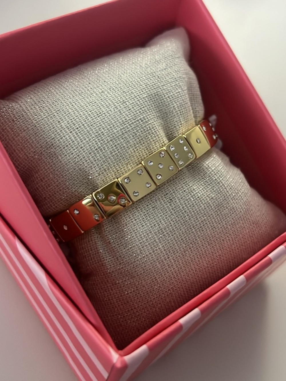Viral Tik Tok piper•k Gold-Tone Stretch Bracelet with Crystal Stud Accents, dice